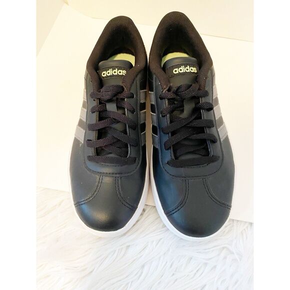 Adidas Kids VL Court 2.0 K Black White Sneakers F36381 Size 2 - Picture 2 of 6